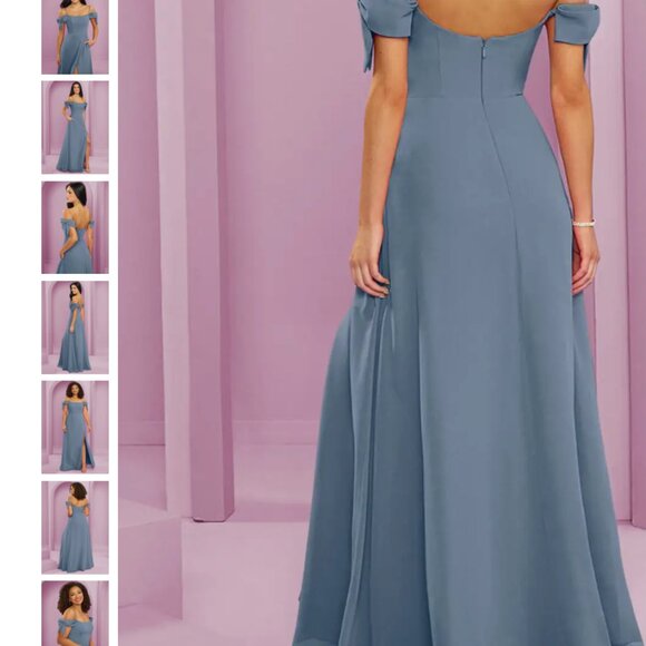 Dress: Barbie - Azazie “Twilight” Dress – A-Line Off-the-Shoulder Chiffon Gown - Picture 1 of 3